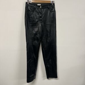 Aritzia Wilfred Melina Pants Size 2 Black Faux Leather High Rise Slim Straight